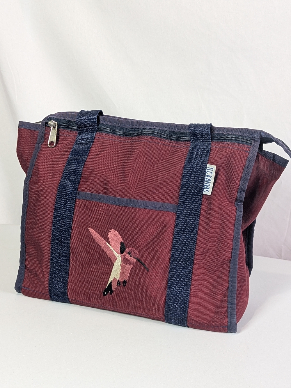 Maroon Hummingbird Canvas Tote